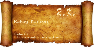 Rafay Karion névjegykártya